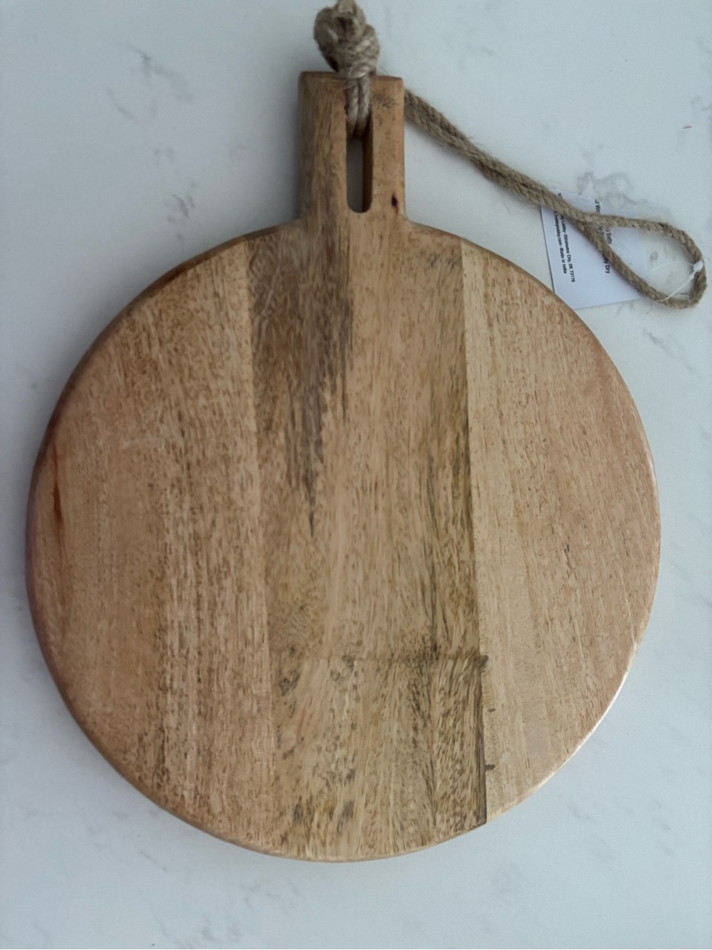 Round Natural Wood Serving & Cutting Board with Rope Handle